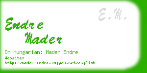 endre mader business card